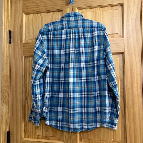 Vineyard, vines,large Tucker, slim fit plaid flannel shirt, blue, and pink - Picture 2 of 5